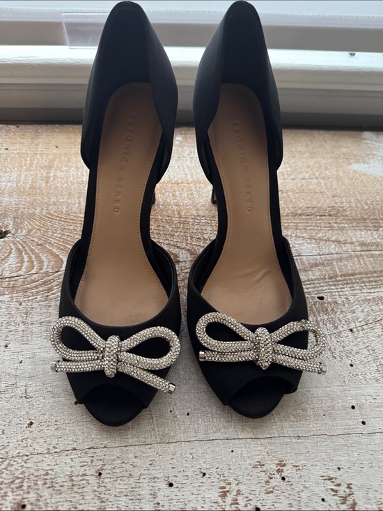 Veronica Beard Shoes - Veronica Beard black satin bow heels size 8